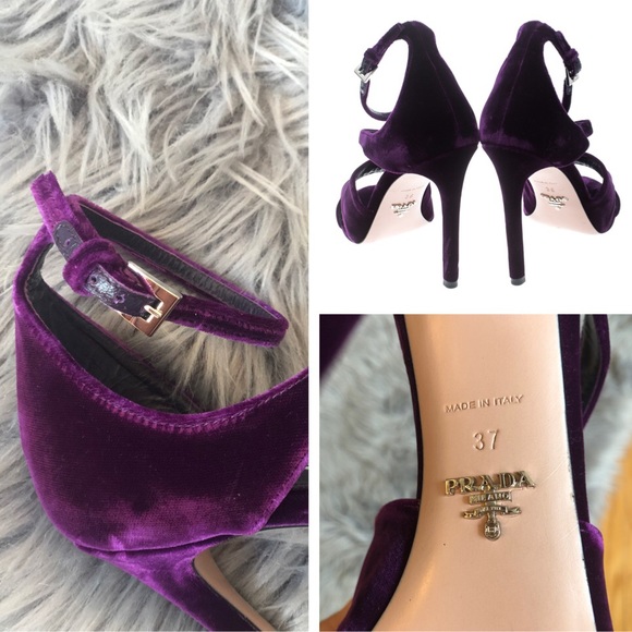 PRADA Purple velvet criss cross ankle strap sandal - Picture 5 of 8